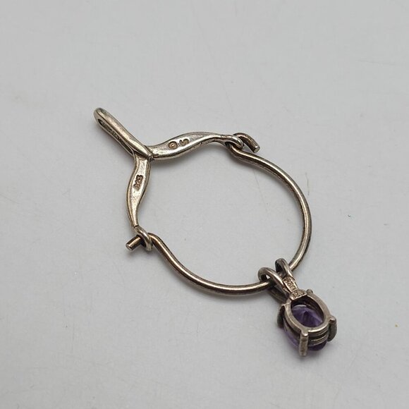 Sterling Silver Purple Amethyst Pendant Necklace Charm Vintage - Picture 3 of 5